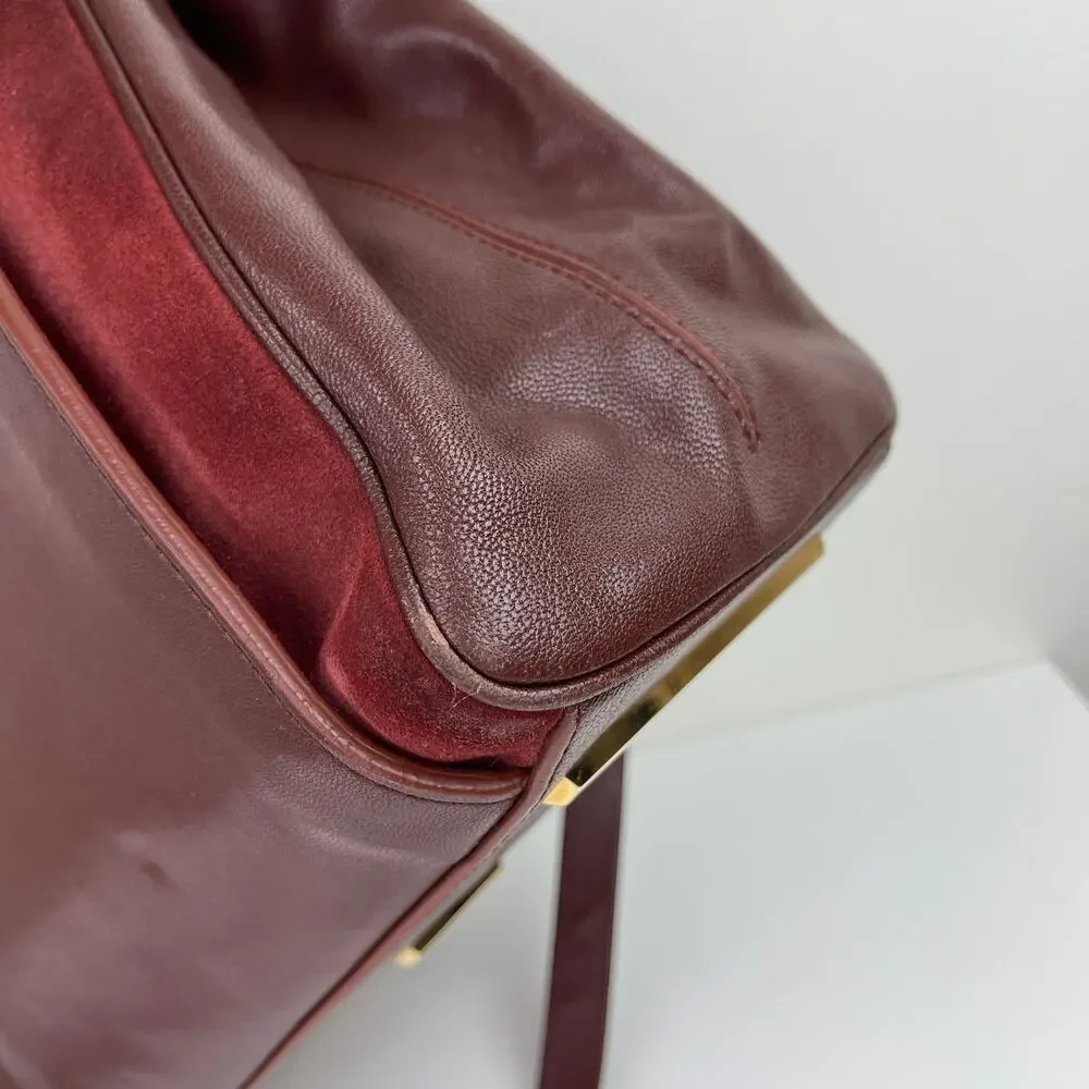 Marc Jacobs Bordo Handbag Leather Italy Satchel Suede Brown Burgundy ITALY